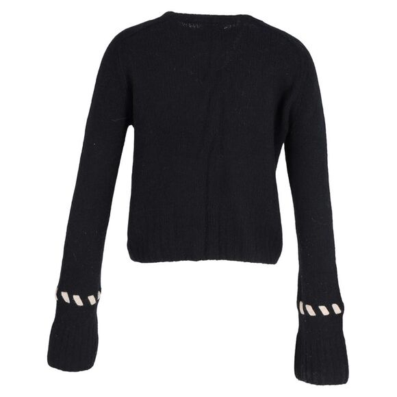 Khaite Colette Contrast-Whipstitching Jumper In Black Wool - Picture 3 of 3